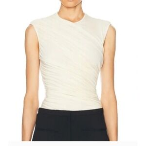 AGOLDE Ester Twist Tank Top Oat Milk Ruched Sleeveless Top Size M New